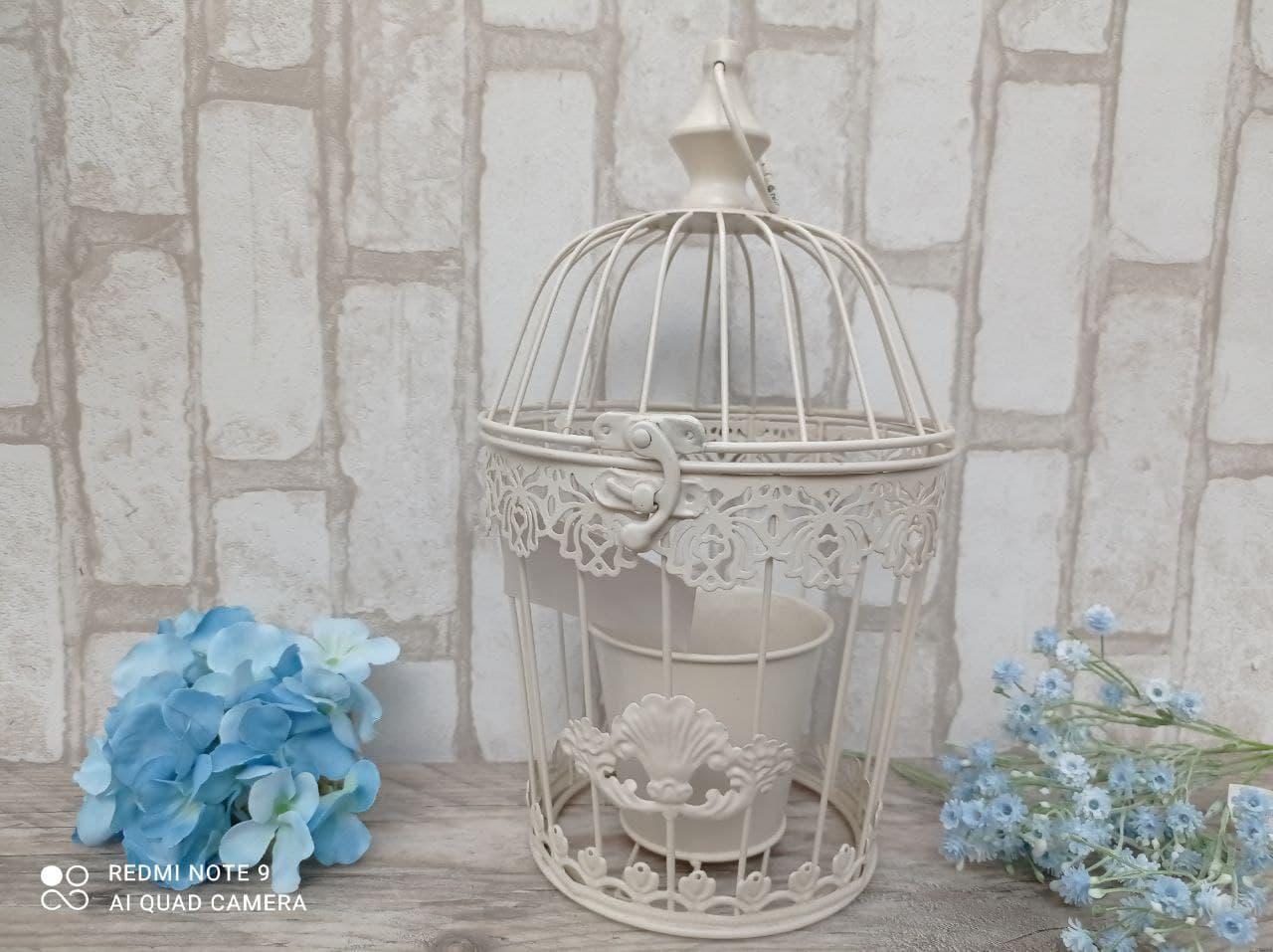 Клітка декоративна з кашпо, метал h-34 d-15 см, фото 1