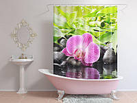 Шторы для ванной розовый цветок 140 х 200 см