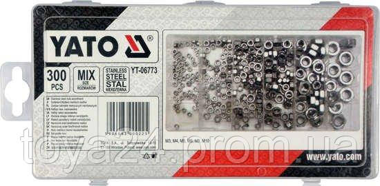 Гайки М3- М10 YATO : нержавіючі, пластикова коробка; наб. 300 шт. YT-06773