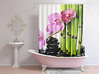 Шторы для ванной цветок и бамбук 140 х 200 см