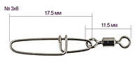 Застежки с вертлюгом Gamakatsu Hyper Strong Snap+Swivel №3*6 32кг 4шт