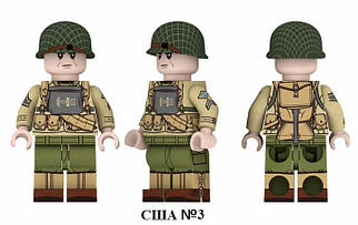 Военные фигурки, Американский солдата №3  1шт, аналог лего, BrickArms