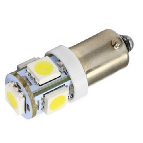 LED BA9S T4W лампа в автомобіль 2шт, 4+1 SMD 5050, білий