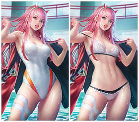 50 х 70 см 590 грн Зеро Ту Zero Two Подушка Дакимакура обнимашка со съёмной наволочкой аниме принт