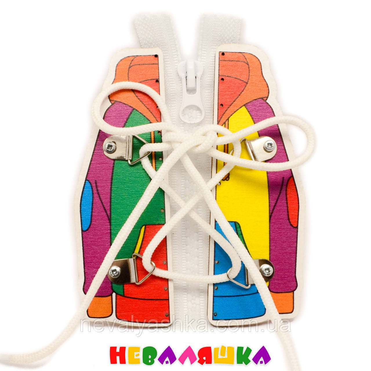 Кольорова Заготівля для Бизиборда Шнурівка Кофта 12 см з Блискавкою і Шнурком, Кофта зі Змійкою з Фанери