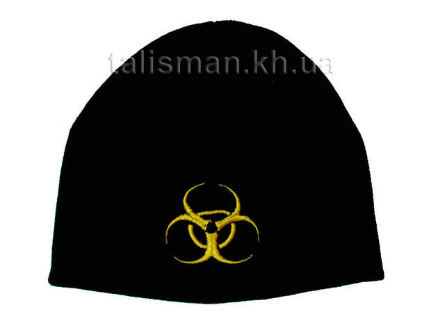В'язана Шапка зимова з вишивкою BIOHAZARD 1 жовтий, фото 2