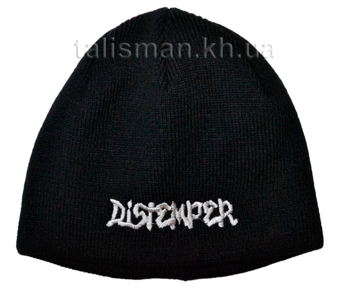 В'язана Шапка зимова з вишивкою DISTEMPER