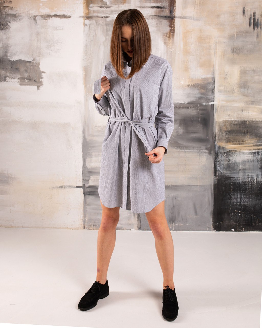 Плаття-сорочка жіноче oversize в дрібну смужку WOOLBOOK