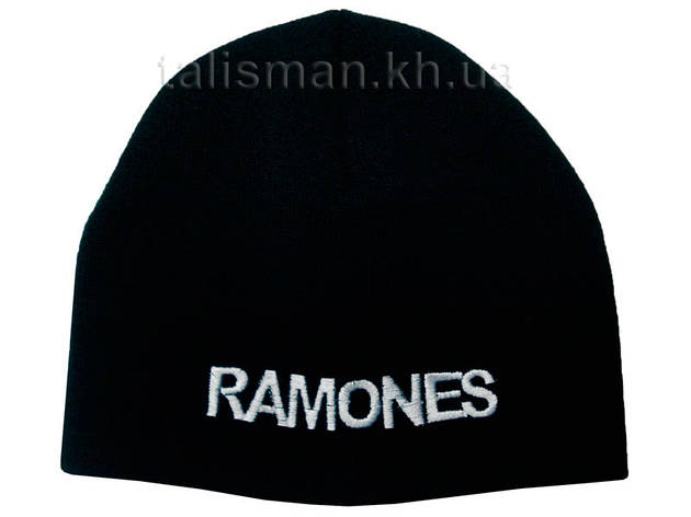В'язана Шапка зимова з вишивкою RAMONES, фото 2