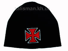 В'язана Шапка зимова з вишивкою ХРЕСТ МАЛЬТІЙСЬКИЙ
