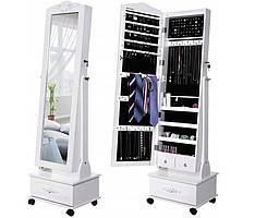 Дзеркало шафи для біжутерії з шухлядою на колесах