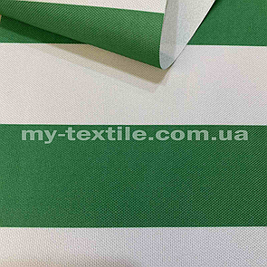 Тентова тканина смужка зелений з білим 5,5 см