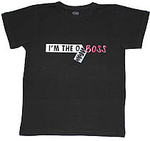 Чорна футболка для хлопчика i'm the Boss, ріст 134 см, 140 см, Фламінго