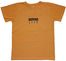 Гірчична футболка для хлопчика Travel Life, ріст 134 см, 140 см, Фламінго