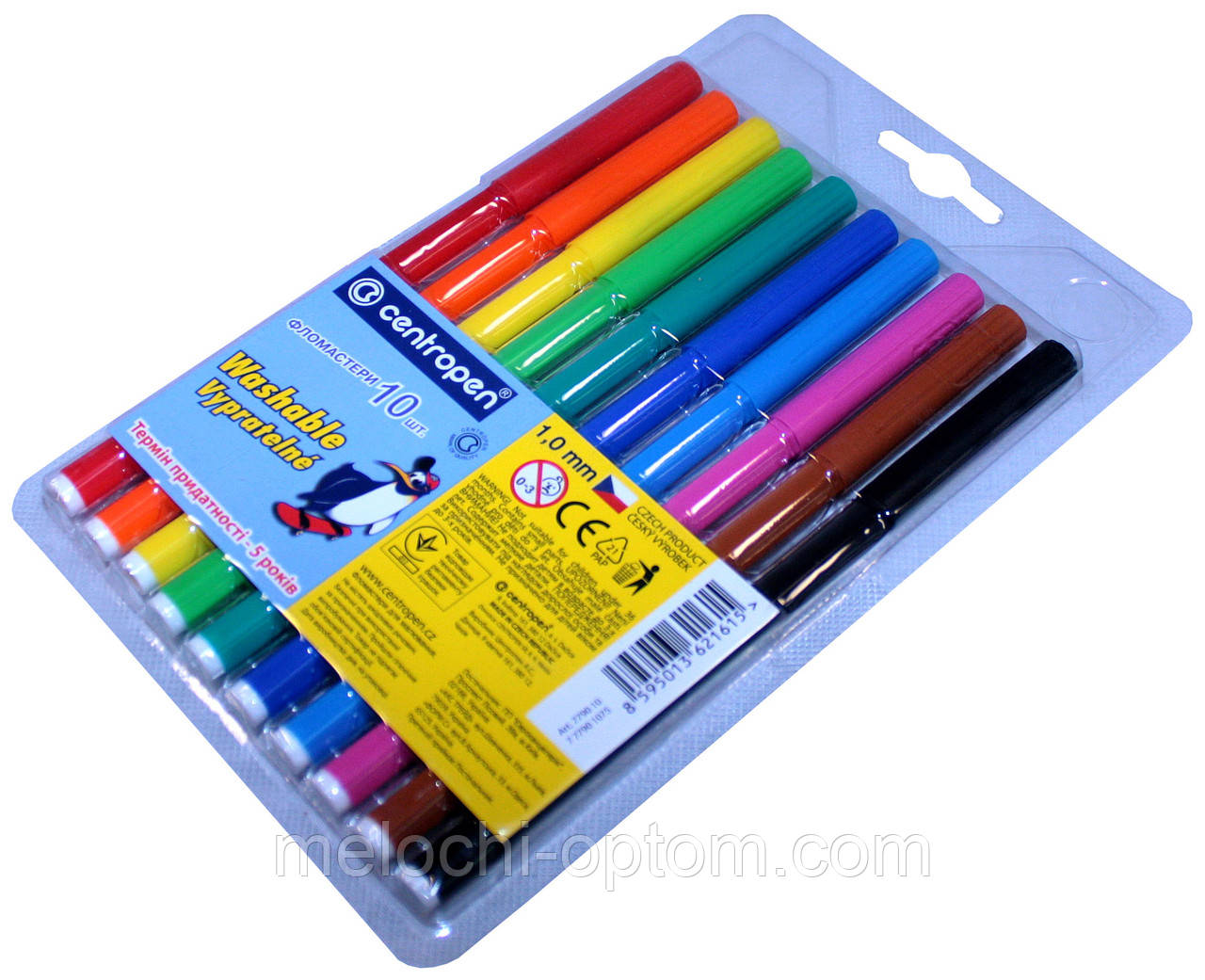 Набір фломастерів Centropen 10 кольорів ПІНГВІН