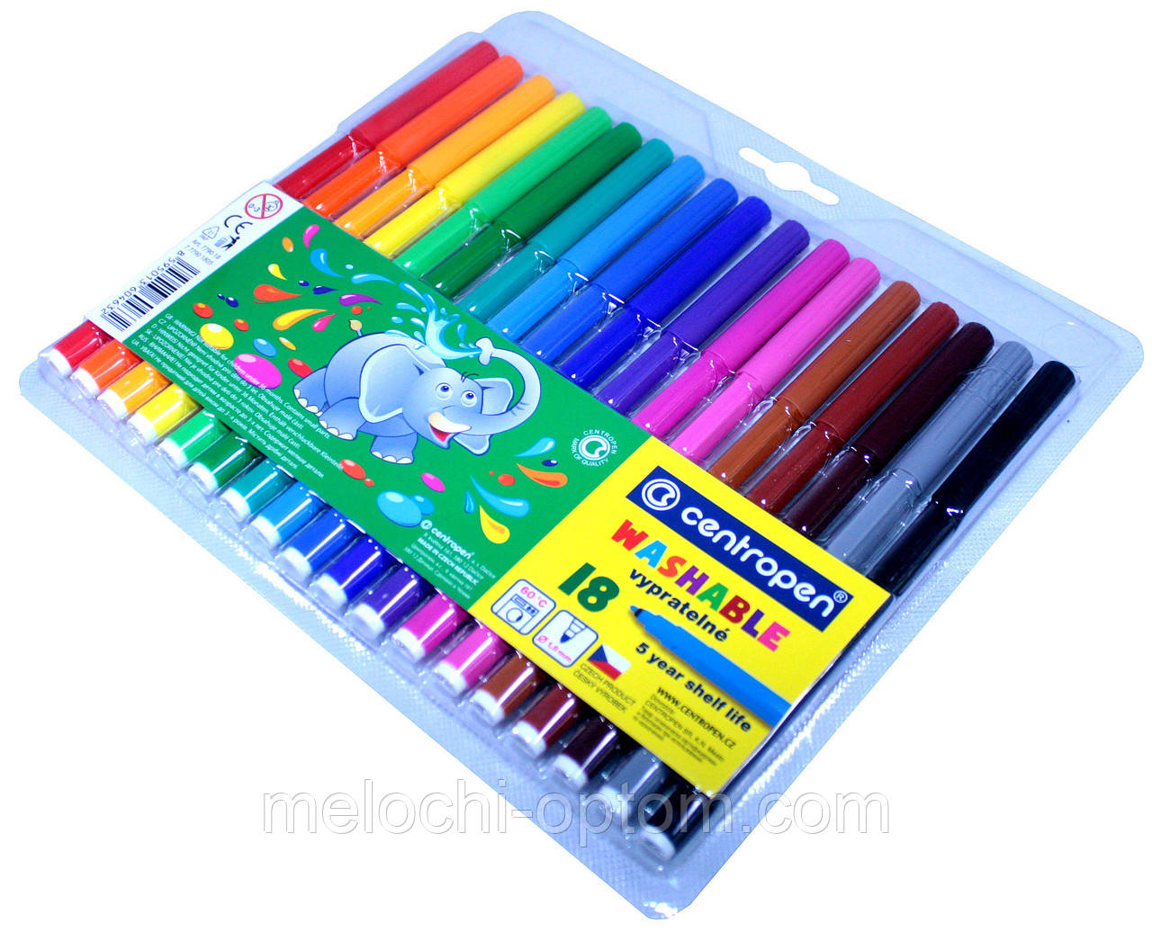 Набір фломастерів Centropen 18 кольорів СЛОНИК