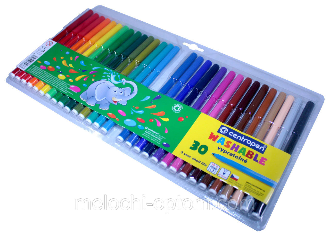 Набір фломастерів Centropen 30 кольорів СЛОНИК