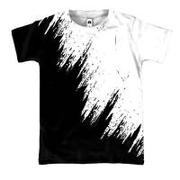 3D футболка с черно-белой краской