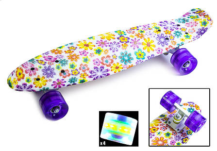 Penny Board "Violet Flowers" Світні колеса, фото 2