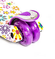 Дитячий самокат MAXI. Violet Flowers. Складна ручка!, фото 3