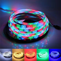 Комплект світлодіодна стрічка багатобарвна 12 V 3528 Rgb 5 м з пультом 181203, фото 2