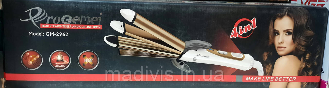 Плойка, гофре, праска, випрямляч 4 в 1 GEMEI GM-2962