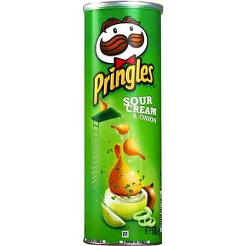 Чіпси Pringles, упаковка 165 гр. Сметана та цибуля