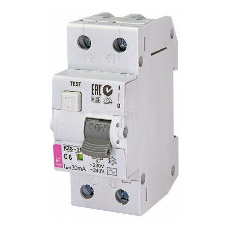 Дифавтомат ETI KZS 2M 1+Np 6A C 30mA 10kA 2173121