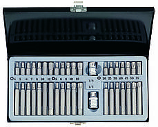 Набір біт FORCE 4401T 3/8" і 1/2" 6-гр., Torx, Spline 40 пр. з отвором (металевий кейс)