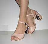 Жіночі бежеві босоніжки стійкий каблук розмір 36, фото 3