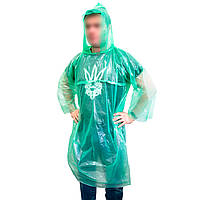 Плащ дощовик легкий 30 мкм "Ваш комфорт" суцільний | Зелений жіночий, чоловічий плащ від дощу (дождевик)