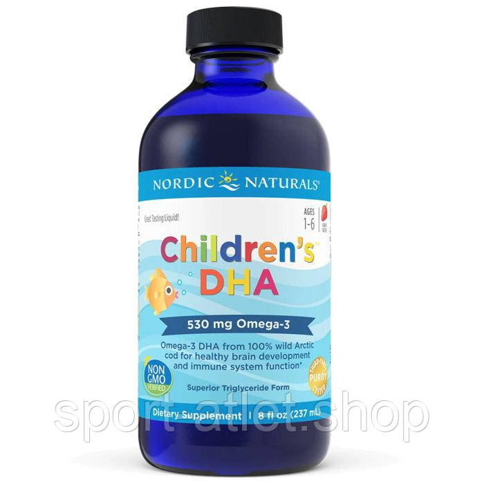 Жирні кислоти Nordic Naturals Children's DHA 530 mg, 119 мл полуниця - Полуниця, фото 1