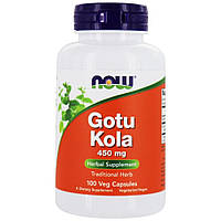 Центелла азиатская 450 мг Now Foods Gotu Kola для здоровья мозга и кожи 100 капсул