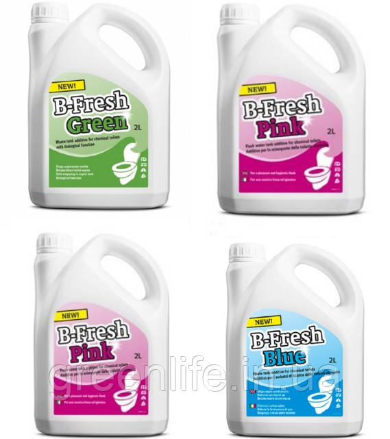 Набір рідини для біотуалета 4 шт., B-Fresh Green + B-Fresh Blue+ B-Fresh Pink -2 шт., THETFORD.