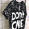 Футболка черная  "i don't care", фото 3