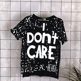 Футболка черная  "i don't care"