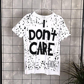 Футболка белая  "i don't care"