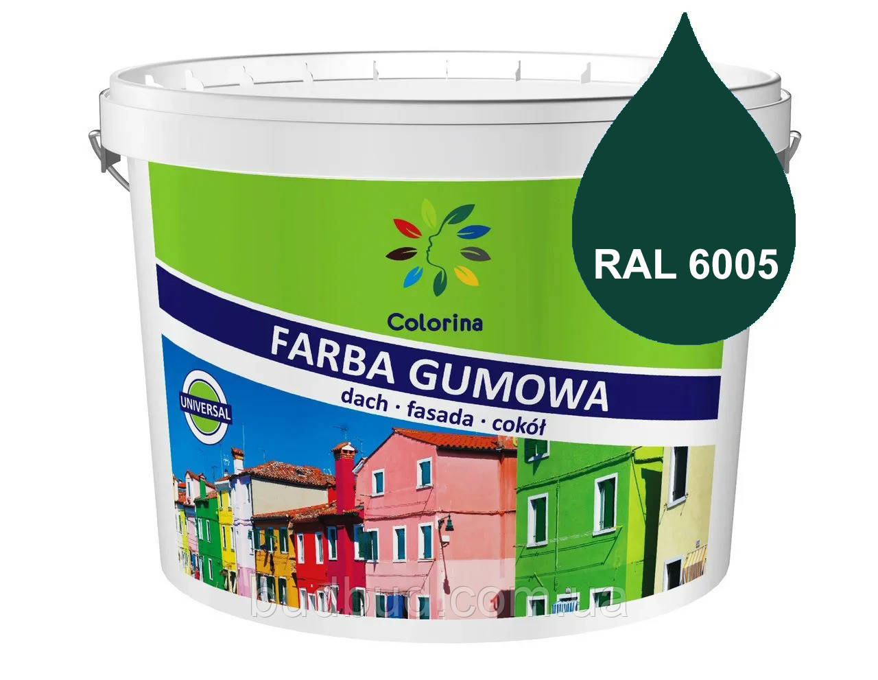 Фарба гумова COLORINA 1,2 кг, (RAL5015) Зелений