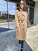 Бежевий тренч жіночий з лацканами і поясом 40-50, фото 3