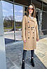Бежевий тренч жіночий з лацканами і поясом 40-50, фото 4