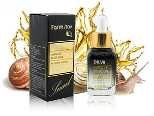 Сироватка з муцином чорної равлики Farm Stay Dr. V8 Ampoule Solution Black Snail, 30 ml