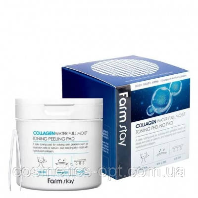 Пілінг-педи з колагеном FARM STAY Collagen Water Full Moist Toning Peeling Pad, 70 дисків 150 ml