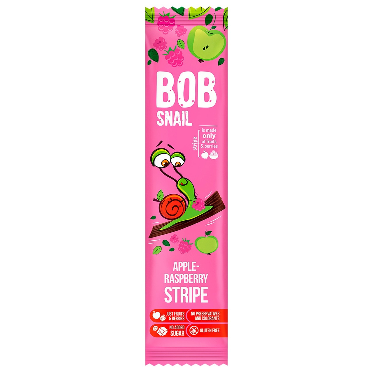 Фруктово-ягідна цукерка, страйп Bob Snail (Равлик Боб), яблуко + малина