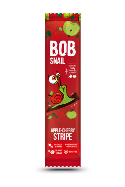 Фруктово-ягідна цукерка, страйп Bob Snail (Равлик Боб), яблуко + вишні