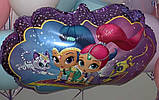 Фольговані гелієві кулі з героїнями мультфільму Shimmer and Shine серце, діаметр 48 см, фото 2