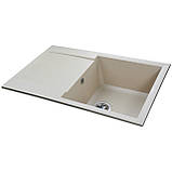 Гранітна мийка для кухні Globus Lux KOMO слонова кістка 7950, фото 2