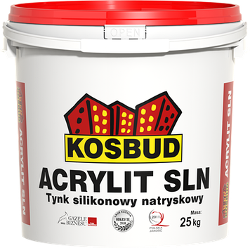Штукатурка силіконова машинного нанесення, KOSBUD ACRYLIT-SLN, баранчик, база, відро 25 кг