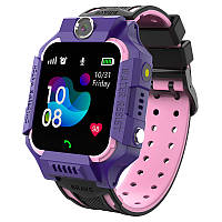 Детские смарт-часы с GPS, SIM-картой, кнопкой SOS, Камерой, Фонариком, Влагозащитой Brave Z6 Фиолетовые