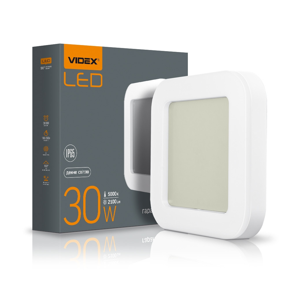 Світильник LED VIDEX 30W 5000K 2100Lm IP65 квадратний накладний ЖКГ VL-BHFS-305 (світлодіодний)