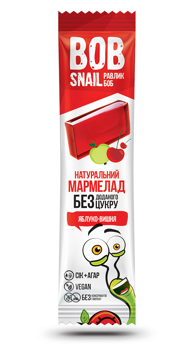 Натуральний мармелад без цукру Bob Snail (Равлик Боб), яблука + вишні